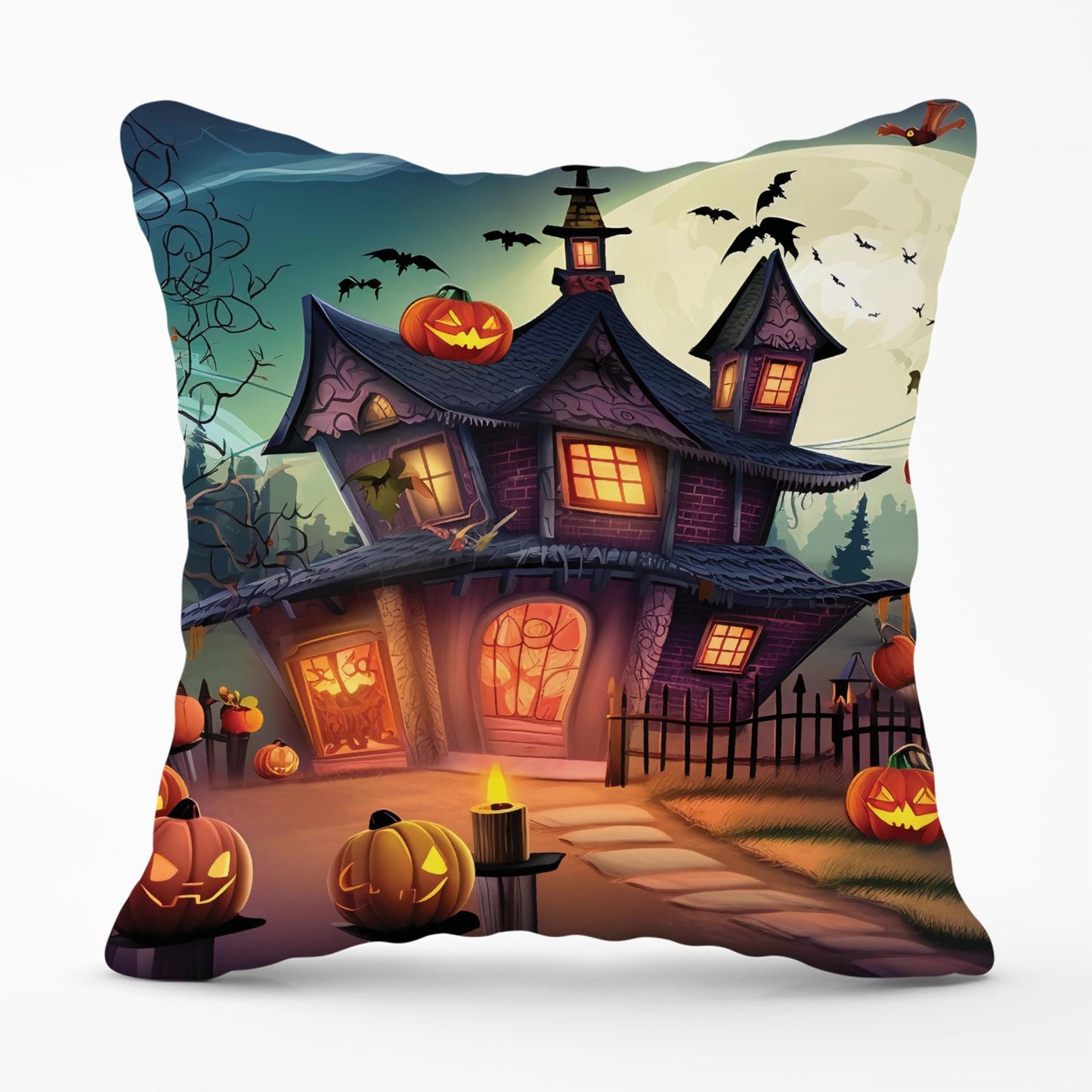 Spooky Halloween House Outdoor Cushion