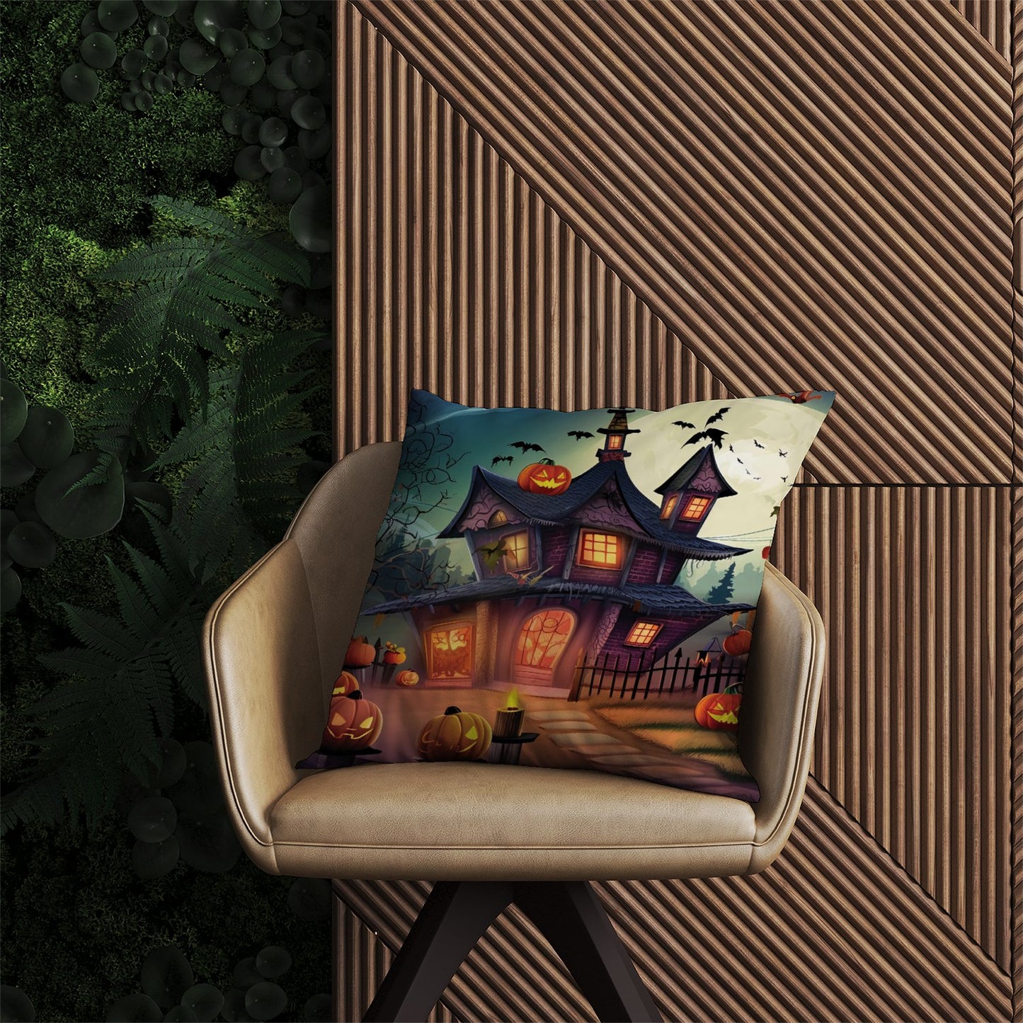 Spooky Halloween House Outdoor Cushion