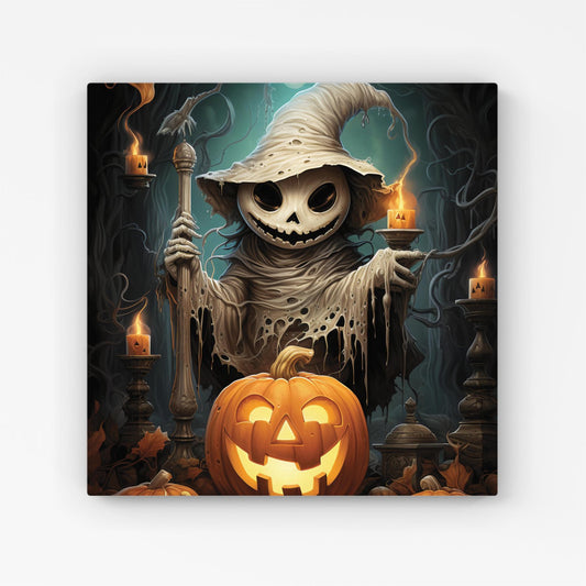 Creepy Ghost With Pumpkins Canvas