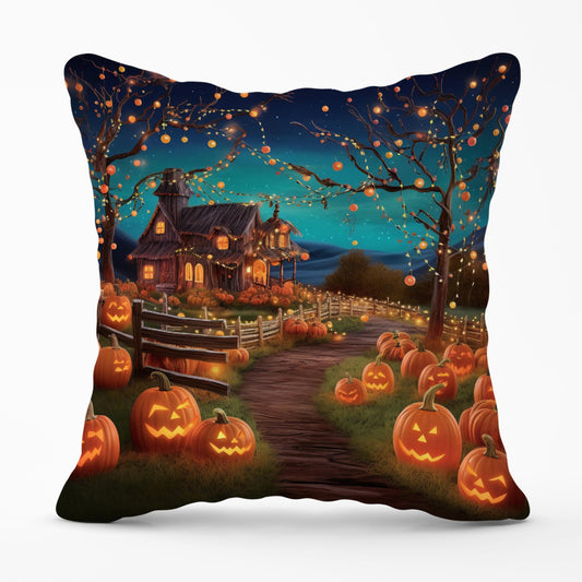 Enchanted Hallowen Pumpkin Patch Outdoor Cushion