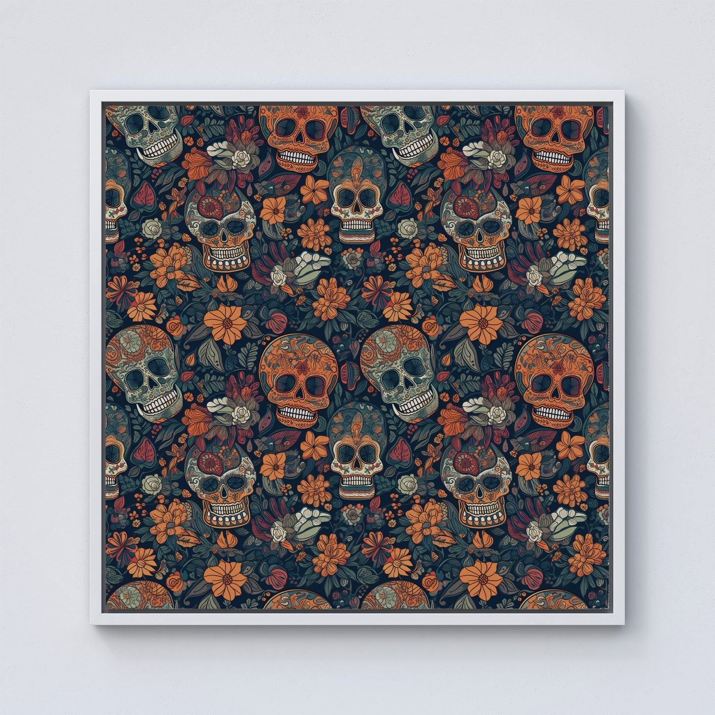 Dia De Los Muertos Skulls Framed Canvas