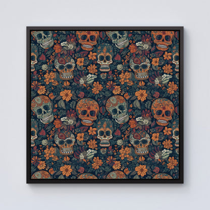 Dia De Los Muertos Skulls Framed Canvas
