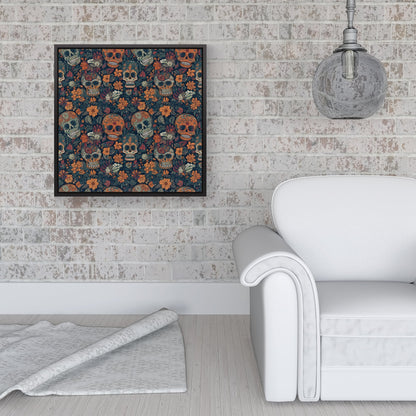 Dia De Los Muertos Skulls Framed Canvas