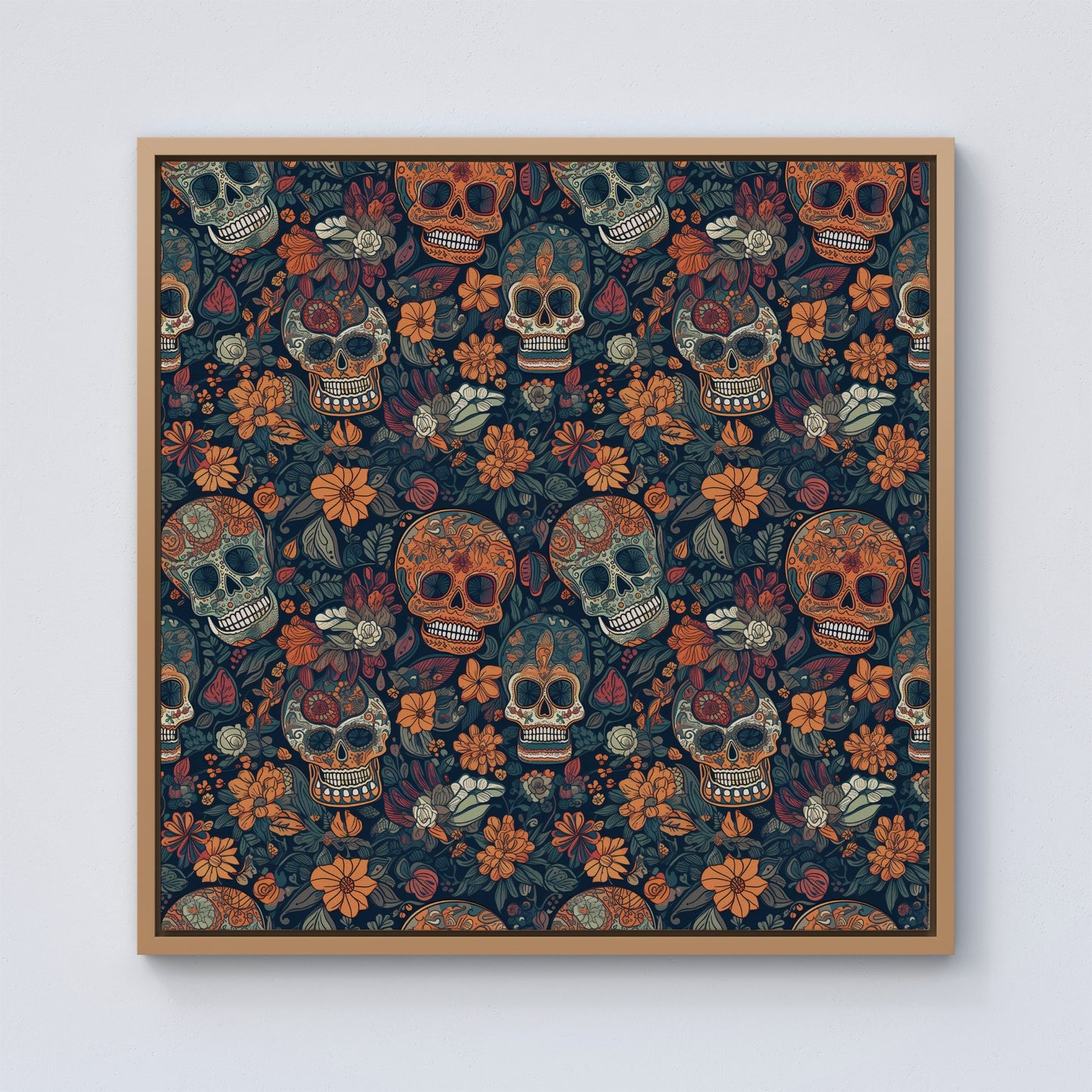 Dia De Los Muertos Skulls Framed Canvas