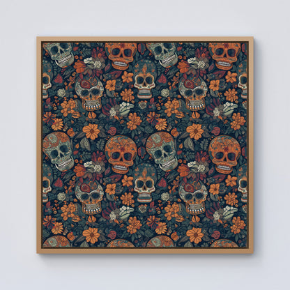 Dia De Los Muertos Skulls Framed Canvas