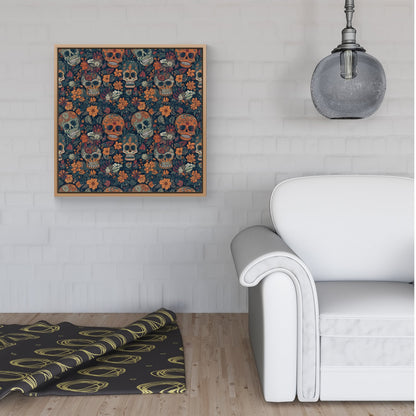 Dia De Los Muertos Skulls Framed Canvas