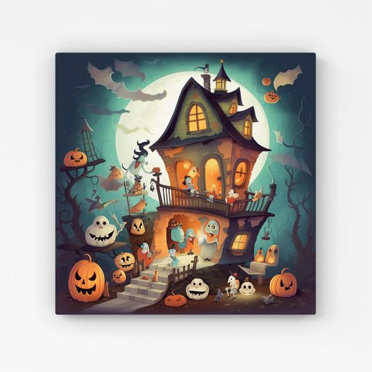 Illustrations A Whimsical Haunted House Canvas