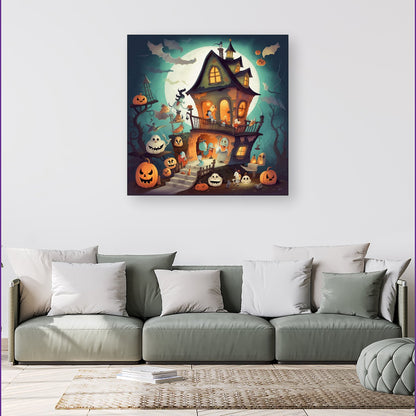 Illustrations A Whimsical Haunted House Canvas