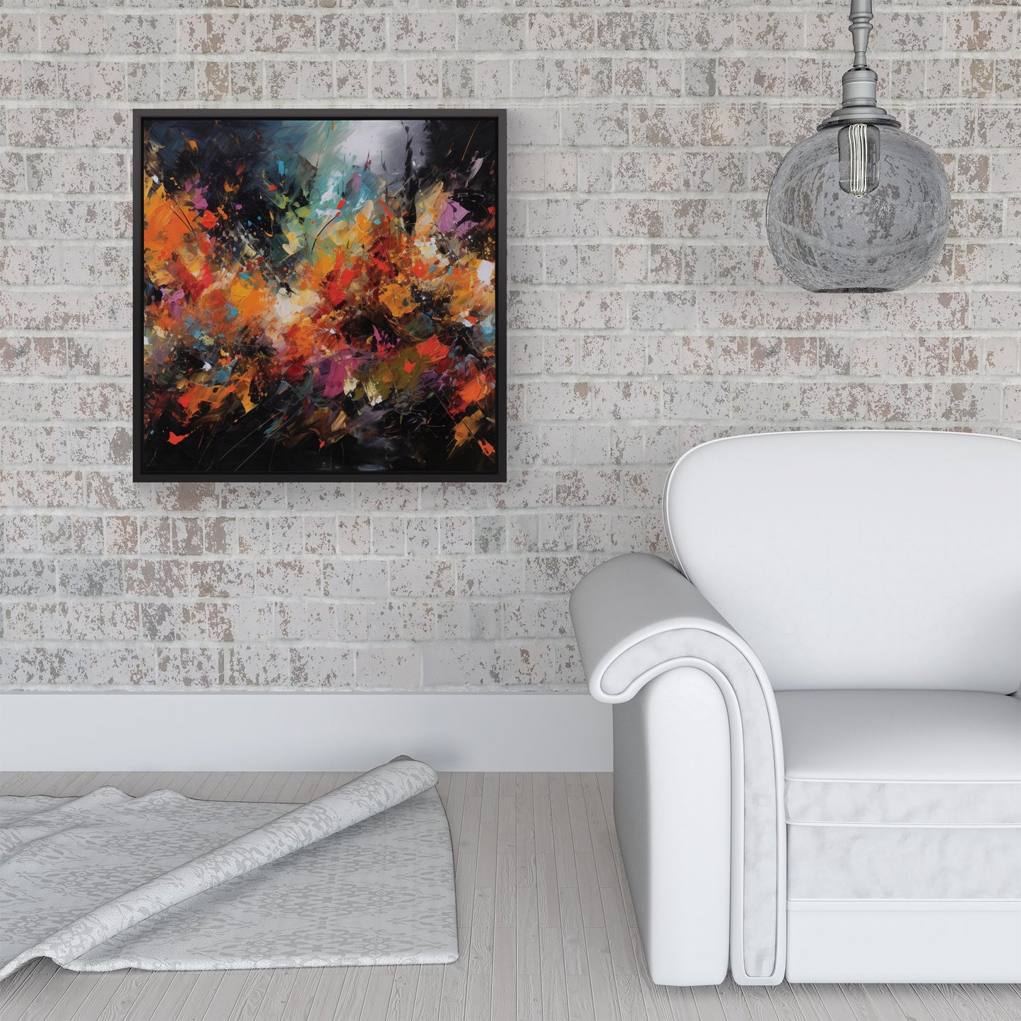 A Vibrant Abstract Painting Framed Canvas