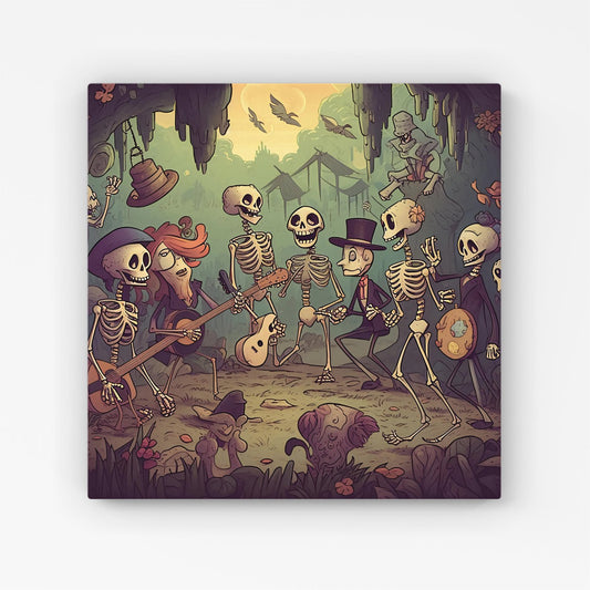 Cartoonish Skeletons Having A Party Canvas